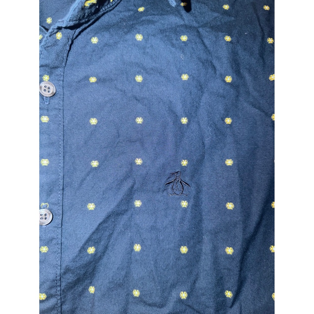 Original Penguin Mens‎ Heritage Slim Fit Short Sleeve Button Down Shirt Navy M - Picture 10 of 10